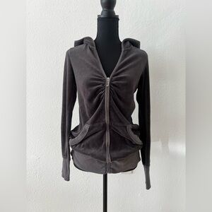 Y2K Vintage Juicy Couture Grey Velour Tracksuit Jacket Retro Athleisure Size S